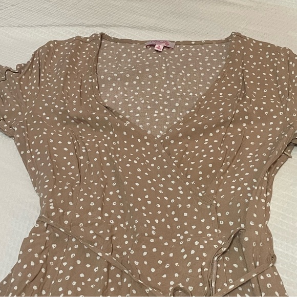 Pink Lily Beige Polka Dot High Low Dress - Picture 3 of 7